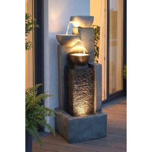 Wasserwand Arnusa Gartenbrunnen mit LED Beleuchtung und Kaskade