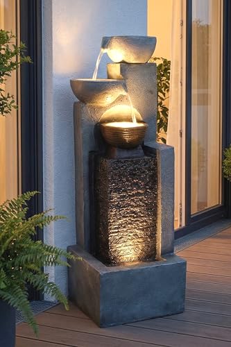 Wasserwand Arnusa Gartenbrunnen mit LED Beleuchtung und Kaskade