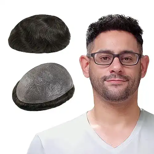 Toupet Lordhair Echthaar für Männer, Perücke mit 0,03 mm dünner Basis