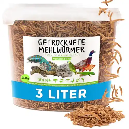 Getrocknete Mehlwürmer für Tiere, 3 Liter (460g)