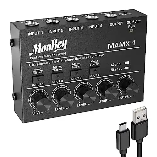 Mini Mischpult Moukey Kompaktes Audio Mischpult mit 4 Kanälen