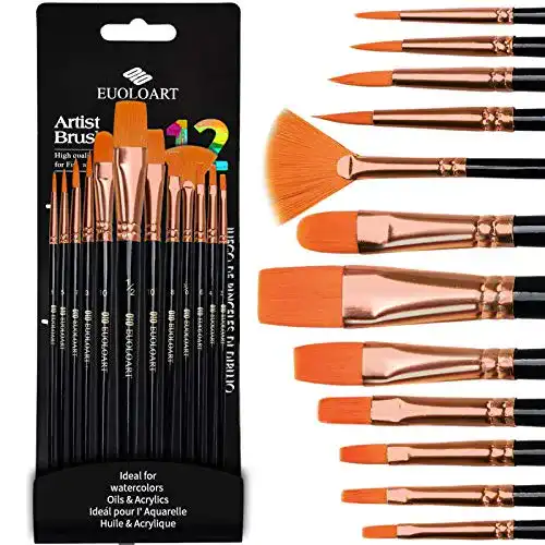 Aquarellpinsel Set REJODA mit 12 Pinsel für Acryl und Öl