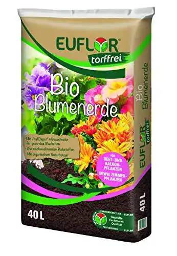 Euflor Bio Blumenerde torffrei 40 Liter Sack für nachhaltige Gartenpflege