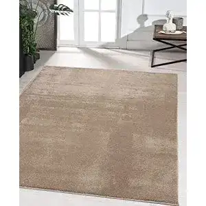 Wollteppich Marley – Pflegeleichter Designer Teppich in Taupe 60 x 110 cm