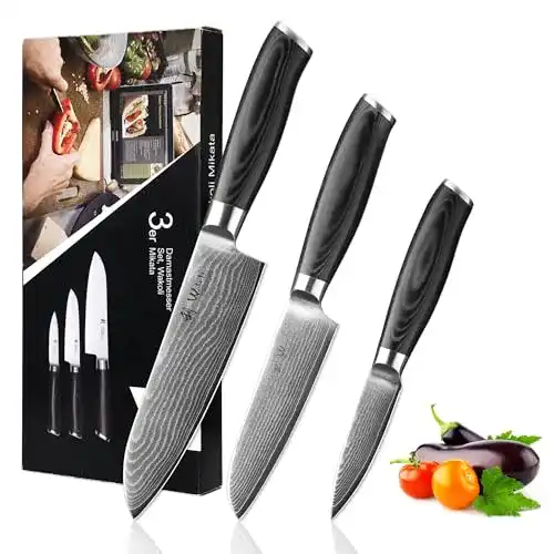 Wakoli Mikata 3-teiliges Damastmesser-Set für die Küche
