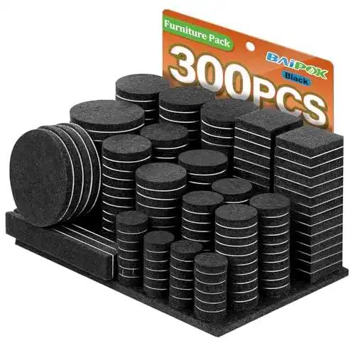 Filzgleiter Selbstklebend Set 300 Stück Schwarz für Möbel und Böden