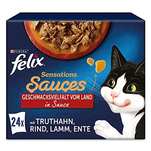 Felix Katzenfutter Sensations Saucen für ausgewachsene Katzen, 4er Pack
