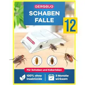 Schabenfalle Gerobug 12 Stück mit Ködertabletten zur Bekämpfung von Kakerlaken