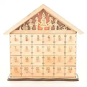 Adventskalender aus Holz von Pajoma mit 24 Schubladen und LED-Beleuchtung