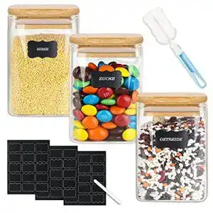 Kiousrm 3er Set Vorratsdosen aus Glas mit Deckel, 1200ml