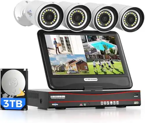 Überwachungskamera Set mit Monitor von Hiseeu, 5MP und 3TB HDD