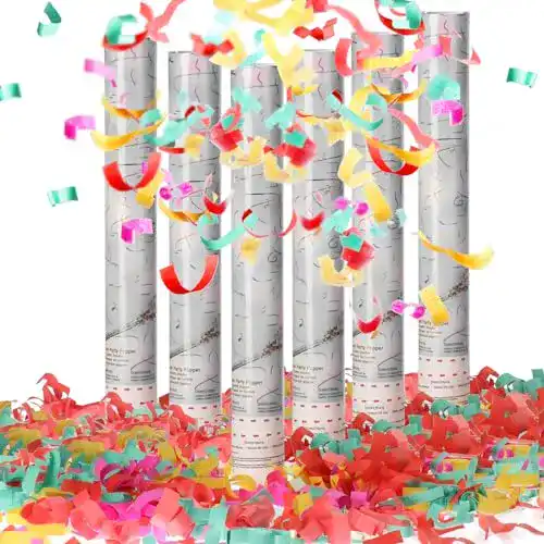 Konfettikanone Com-Four 6er Set Riesen XXL Shooter Party Popper