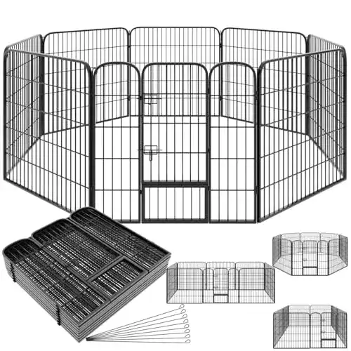 Hundezwinger tectake Welpenauslauf 80 cm hoch mit 8 Gitterelementen