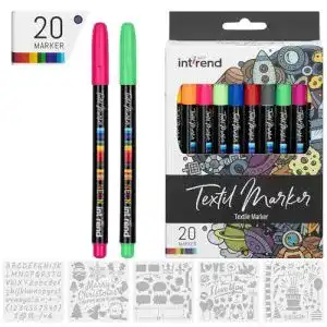 Textilstifte Int!Rend waschmaschinenfest 25er Set mit 20 Farben und 5 Schablonen
