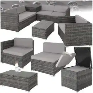 Rattanmöbel tectake Polyrattan Sitzgruppe mit Aufbewahrungsbox