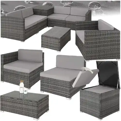 Rattanmöbel tectake Polyrattan Sitzgruppe mit Aufbewahrungsbox