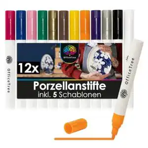 Porzellanstifte Officetree 12er Set spülmaschinenfest in 12 Farben