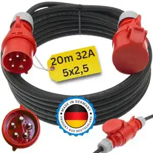 Starkstromkabel CEE 400V 32A mit 20 Metern Länge