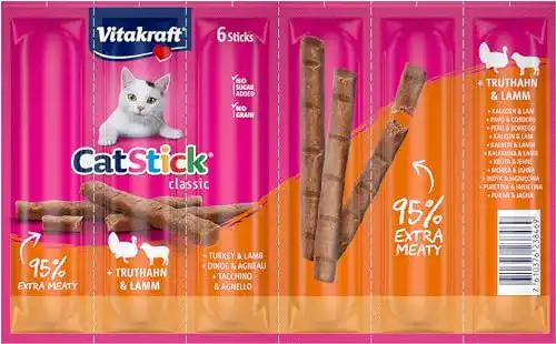 Vitakraft Cat Stick Classic Katzensticks, fleischige Snacks für Katzen