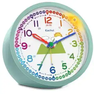 Kinderwecker ohne Ticken Eachui – Analog Quarzwecker mit Nachtlicht