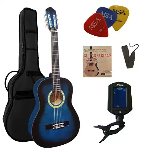 Gitarren Konzertgitarre Set 3/4 C9 in Blau Schattiert mit Zubehör