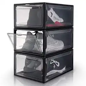 Schuhbox Yorbay 3er Set stapelbarer Schuhorganizer Kunststoffbox