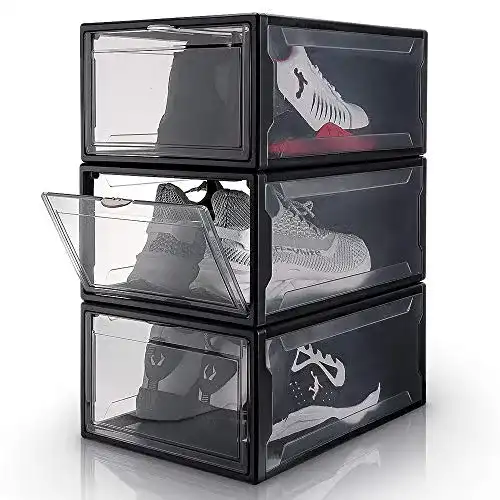 Schuhbox Yorbay 3er Set stapelbarer Schuhorganizer Kunststoffbox