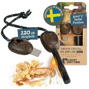 Feuerstahl Light My Fire Outdoor Army mit Notfallpfeife und Kunststoffgriff