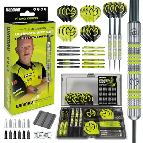 Winmau MvG Dart Steeltip Geschenkset – 50-teiliges Dartset
