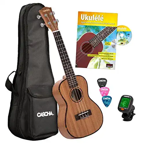Cascha HH 2036 FR Konzert-Ukulele aus Mahagoni mit Zubehör