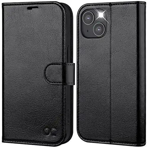 Ocase iPhone 14 Hülle aus Premium PU mit Kartenfach und RFID-Schutz