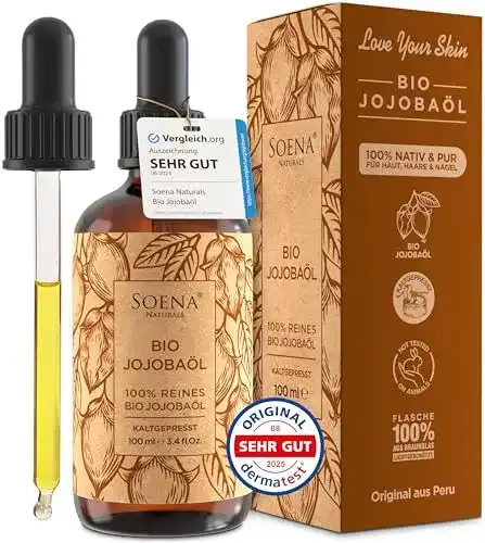 Bio Jojobaöl 100% kaltgepresst für Haut, Haare und Nägel
