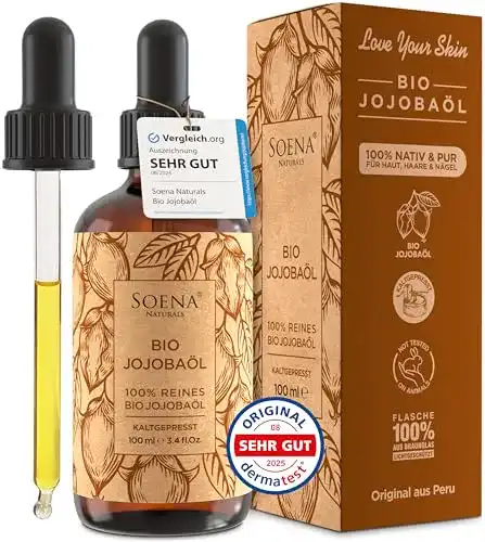 Bio Jojobaöl 100% kaltgepresst für Haut, Haare und Nägel