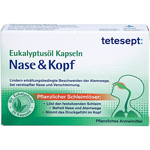 Tetesept Eukalyptusöl Kapseln für Nase und Kopf, 20 Stück