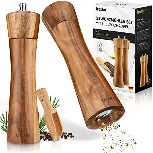 Pfeffermühle Holz Troster Gewürzmühlen Set, 3er Set aus Akazienholz