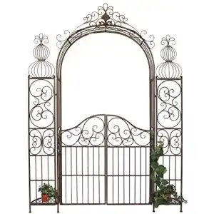 Rosenbogen aus Metall mit Tür und Tor von DanDiBo