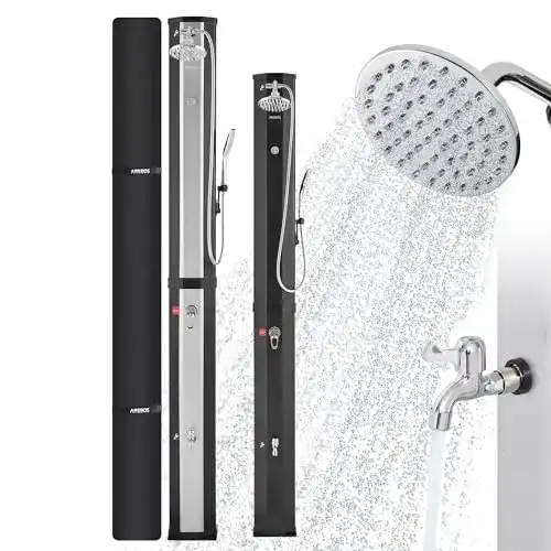 Arebos Solardusche 60 L mit Handbrause und Thermometer