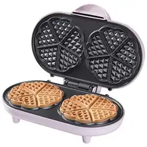 Bestron Doppel-Waffeleisen für Herzwaffeln mit Antihaftbeschichtung