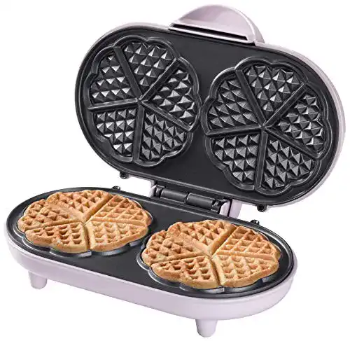 Bestron Doppel-Waffeleisen für Herzwaffeln mit Antihaftbeschichtung