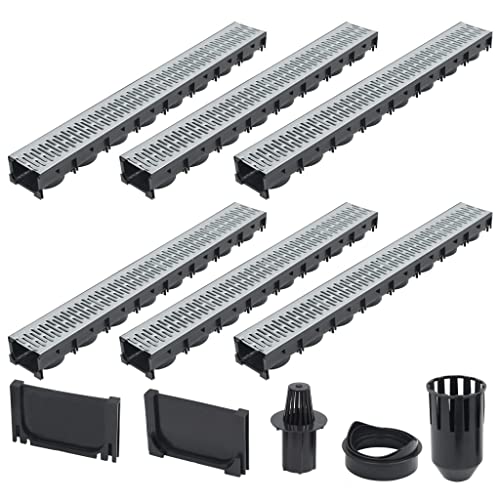 Entwässerungsrinne Vidaxl 6er Set aus verzinktem Stahl, 6m