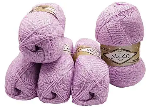 Alize Wolle 5 x 100 g Glitzerwolle SAL für Stricken und Häkeln