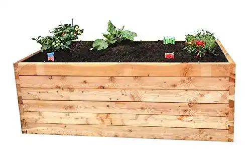 Hochbeet aus Lärchenholz 198 x 98 x 74 cm Bausatz mit Folie und Drahtgitter