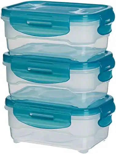 Frischhaltedosen von Amazon Basics, luftdicht im 3er-Pack, 0,6 l