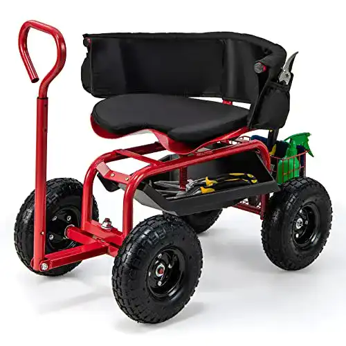 Fahrbarer Gartensitz von Costway mit Rollen und Stauraum