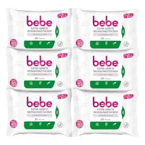 Bebe Extra Sanfte Reinigungstücher, 6 x 25 Stück
