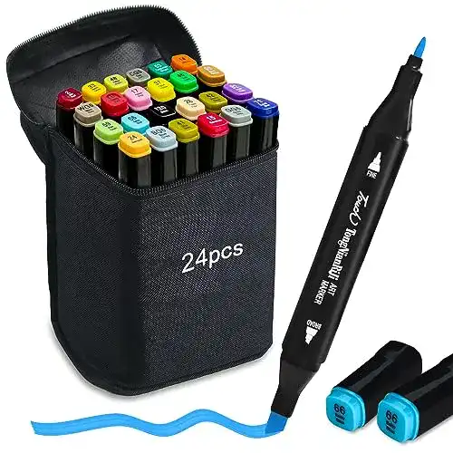 Graffiti Marker Set mit 24 Alkoholstiften für Zeichnen und Skizzieren