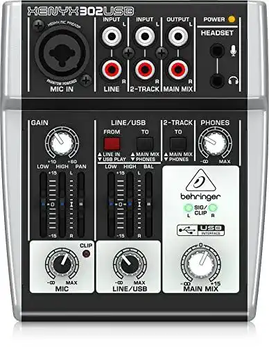 Behringer 302USB Mischpult – 5-Eingangs-Mixer mit USB-Schnittstelle
