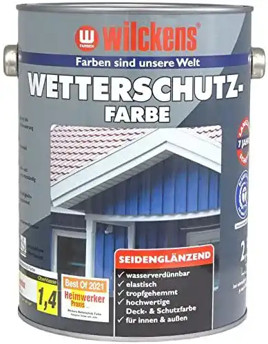 Wetterschutzfarbe in Weiß von Wilckens, seidenglänzend
