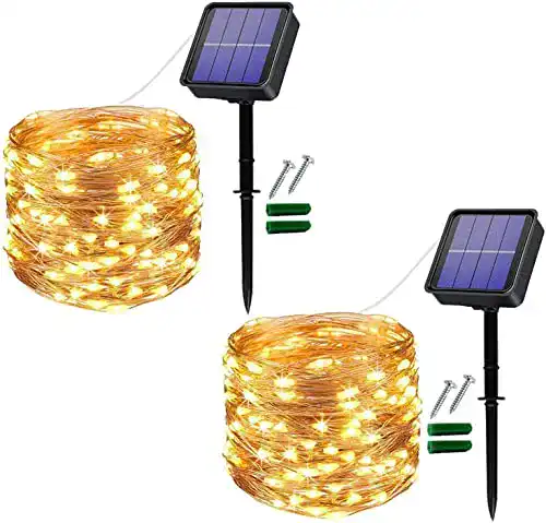 Solar Lichterkette Außen, 2 Stück 120 LED Wetterfest für Garten und Balkon