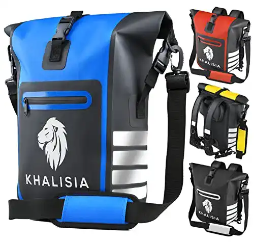 Khalisia Fahrradtasche 3 in 1 Rucksack, Umhängetasche und Gepäckträgertasche